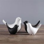 caju art & decoration Iskandinav Tarz Dörtlü Kuş Biblo Siyah Beyaz Modern Süs