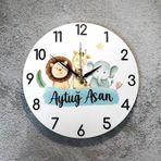Caju Art & Decoration İsme Özel Sevimli Hayvan Figürlü Çocuk Odası Duvar Saati