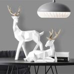 caju art & decoration Modern Kübik Ikili Geyik Biblo Ev Ofis Mobilya Dekor Süs Beyaz