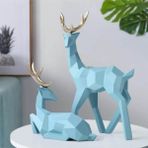 caju art & decoration Modern Kübik Ikili Geyik Biblo Ev Ofis Mobilya Dekor Süs Mavi