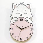 caju art & decoration Saat Arkasından Bakan Sevimli Kedi Çocuk Odası Duvar Saati