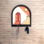 Caju Art & Decoration Turuncu Soyut Merdiven Tasarım 3D Katmanlı Duvar Askısı Anahtarlık