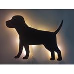caju art & decoration Yürüyen Köpek Led Işıklı Siyah Ahşap Tablo Duvar Dekor