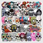 CajuArt 014 50 Adet Tekrarsız Kurukafa Tarz Kalite PVC Retro Sticker
