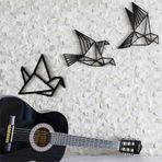 Cajuart Origami Tarzı Modern Üçlü Ahşap Kuş Dekoratif Duvar Süsü