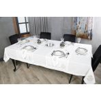 Caka Home 17 Parça Masa Örtüsü Seti 3D Nakışlı Keten Efektli - 160 x 260 cm - Taş