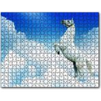 Caka Tablo Beyaz Bulutlar ve Şahlanan Beyaz At 500 Parça Puzzle