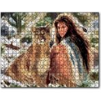 Caka Tablo Kızılderili Kız ve Dağ Kedisi Görseli 255 Parça Puzzle