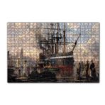 Cakapuzzle 1800 Yılı Liman Gemi Yolcular Yağlı Boya Resmi 120 Parça Ahşap Puzzle