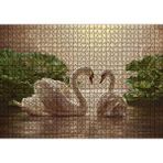 Cakapuzzle Altın Rengi Sularda Beyaz Kuğu Çifti 120 Parça Ahşap Puzzle