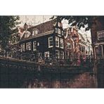 Cakapuzzle Amsterdam Kanal Üzerinde Köprü ve Bisikletler 120 Parça Ahşap Puzzle