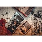 Cakapuzzle Antika Fotoğraf Makinesi ve Fotoğraflar 120 Parça Ahşap Puzzle