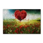 Cakapuzzle Aşk Kalp Ağaç Çiçekler İlkbahar 120 Parça Ahşap Puzzle