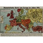 Cakapuzzle Avrupa Haritası Çizimi 1914 Mizahi 120 Parça Ahşap Puzzle