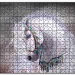 Cakapuzzle Beyaz At Yelesi ve Süslü Koşumları Mdf 120 Parça Puzzle