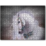 Cakapuzzle Beyaz At Yelesi ve Süslü Koşumları Mdf 255 Parça Puzzle