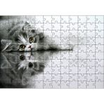 Cakapuzzle Cam Zeminde Sevimli Yavru Kedi Çizim 120 Parça Ahşap Puzzle