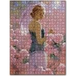 Cakapuzzle Çiçekler Arasında Şemsiyeli Kız Görseli Ahşap 255 Parça Puzzle