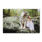 Cakapuzzle Doğada Kadın ve Kaplan 120 Parça Ahşap Puzzle
