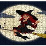 Cakapuzzle Dolunay ve Süpürgeli Cadıyla Kedisi Mdf 120 Parça Puzzle