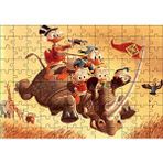 Cakapuzzle Donald Duck ve Torunları Gergedan Üzerinde Mdf 120 Parça Puzzle