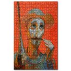 Cakapuzzle Düşünceli Don Kişot Kırmızı Arkaplan Ahşap 255 Parça Puzzle