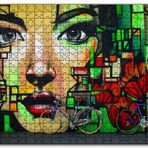 Cakapuzzle Duvar Boyama Kadın Portre ve Bisikletler Mdf 1000 Parça Puzzle