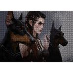 Cakapuzzle Elf Kızı ve İki Doberman Köpeği 120 Parça Ahşap Puzzle