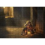 Cakapuzzle Eski Ev Kız Çocuğu Fener Oyuncak Görseli 120 Parça Ahşap Puzzle