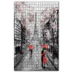 Cakapuzzle Eyfel Binalar ve Kırmızı Şemsiyeli Çiftler Ahşap 1000 Parça Puzzle
