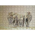 Cakapuzzle Fil Sürüsü ve Tozlu Topraklar 120 Parça Ahşap Puzzle