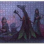 Cakapuzzle Gece Sisler Arasındaki Kayık ve Çalgıcı Kızlar Mdf 120 Parça Puzzle