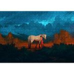 Cakapuzzle Genç Kız Beyaz At ve Bulutlu Gökler 120 Parça Ahşap Puzzle