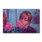 Cakapuzzle Gözleri Kapalı Kız ve Pembe Gül 120 Parça Ahşap Puzzle