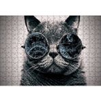 Cakapuzzle Gözlüklü Siyah Kedi ve Formüller 120 Parça Ahşap Puzzle