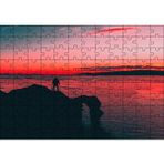 Cakapuzzle Günbatımı Sahil Kayalıklar ve Yalnız Adam Silüeti 120 Parça Ahşap Puzzle