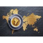 Cakapuzzle Kahve Köpüğünden Dünya Haritası Ve Fincanda Güney Amerika Puzzle Yapboz Mdf Ahşap