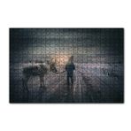 Cakapuzzle Karda Bir Çocukla Ren Geyiği 120 Parça Puzzle