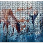 Cakapuzzle Karda Bir Çocukla Ren Geyiği Görseli Mdf 1000 Parça Puzzle