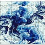 Cakapuzzle Karışan Mavi Beyaz Siyah Dalgalı Desenler Mdf 120 Parça Puzzle