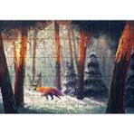 Cakapuzzle Karlı Ormanda Yürüyen Tilki ve Güneş Işıkları Yapboz MDF Puzzle