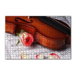 Cakapuzzle Kırmızı Gül Notalar ve Keman 120 Parça Ahşap Puzzle