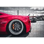 Cakapuzzle Kırmızı Spor Araba Çelik Jant Detayı 120 Parça Ahşap Puzzle