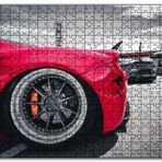 Cakapuzzle Kırmızı Spor Araba Çelik Jant Detayı Mdf 1000 Parça Puzzle