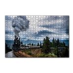 Cakapuzzle Kıvrılarak İlerleyen Kara Tren ve Dumanı 120 Parça Ahşap Puzzle