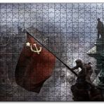 Cakapuzzle Kızıl Zeminde Sarı Orak Çekiç Bayrak Mdf 500 Parça Puzzle