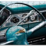 Cakapuzzle Klasik Yeşil Araba Kokpit Detay Yakın Çekim Mdf 120 Parça Puzzle