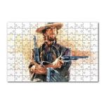 Cakapuzzle Kovboy Clint Eastwood Sanat Görsel 120 Parça Ahşap Puzzle