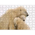 Cakapuzzle Kutup Ayısı ve Sevimli Yavruları Kar Arkaplan 120 Parça Ahşap Puzzle