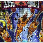 Cakapuzzle Los Angeles Lakers Beşli Smaç Potaaltı Çizim Mdf 1000 Parça Puzzle